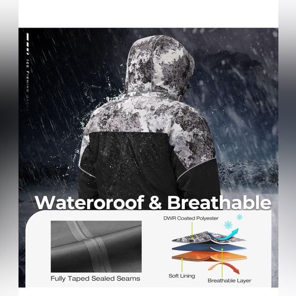 Piscifun Ice Fishing Jacket, Floating Waterproof Insulated, Coat Large Cold Weat - Picture 5 of 11